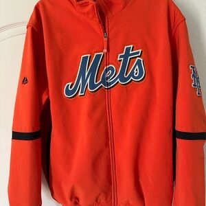 Majestic Orange Raincoat Mets Branding